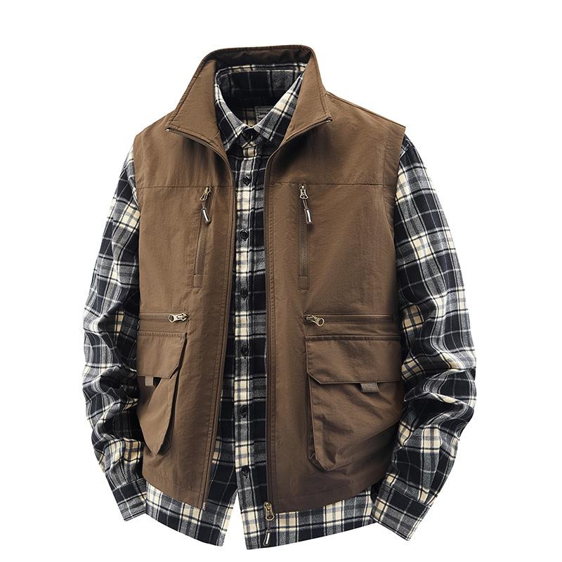 Working Multi-pocket Vest Mens Thin Outdoor Activity Fishing Vest Vest Mens Advertising Horse Clip Jacket