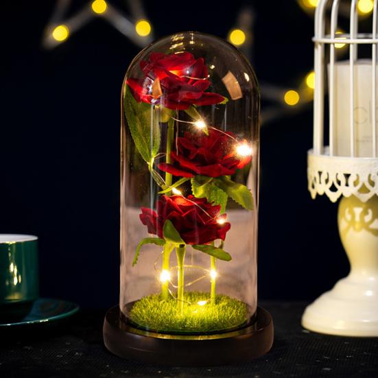 Консервированная роза в стеклянном куполе со светодиодной подсветкой Вечный цветок Романтичный подарок на вечную розу для женщин на День святого Валентина День матери