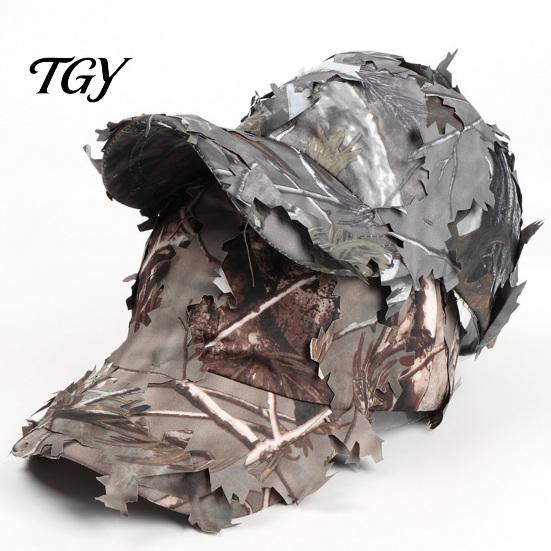 Tactical Gear Camouflage Hat 3D Leafy Cap, Hunting Hat, Adjustable Jungle Breathable Outdoor Cap Camo for Men, Turkey Hunting, Training Comfortable