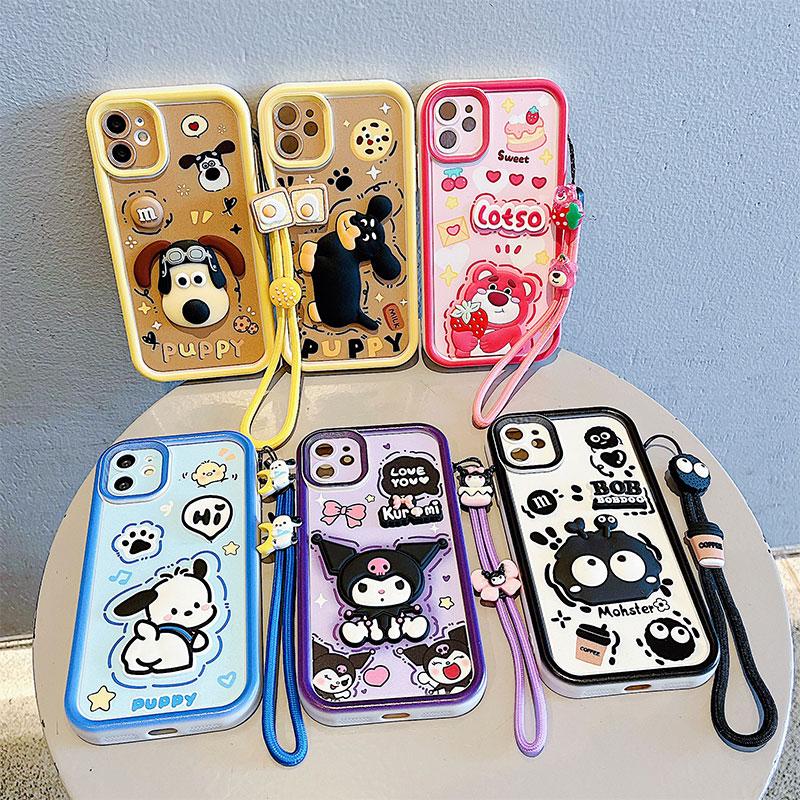 KEYSION Shockproof Case for VIVO V40 Lite with Lanyard Soft Silicone Cute 3D Cartoon Doll Phone Cover for VIVO Y200 5G Y19S