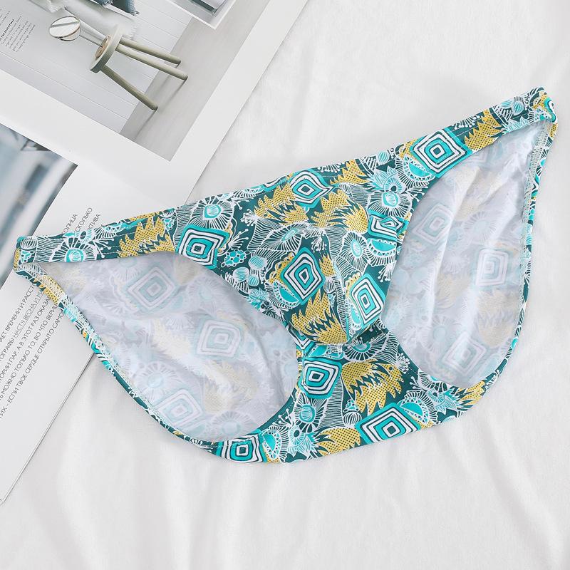 Men's Printed Underwear Triangle Pants Cotton Low Waist Elastic Cross Border Large Size