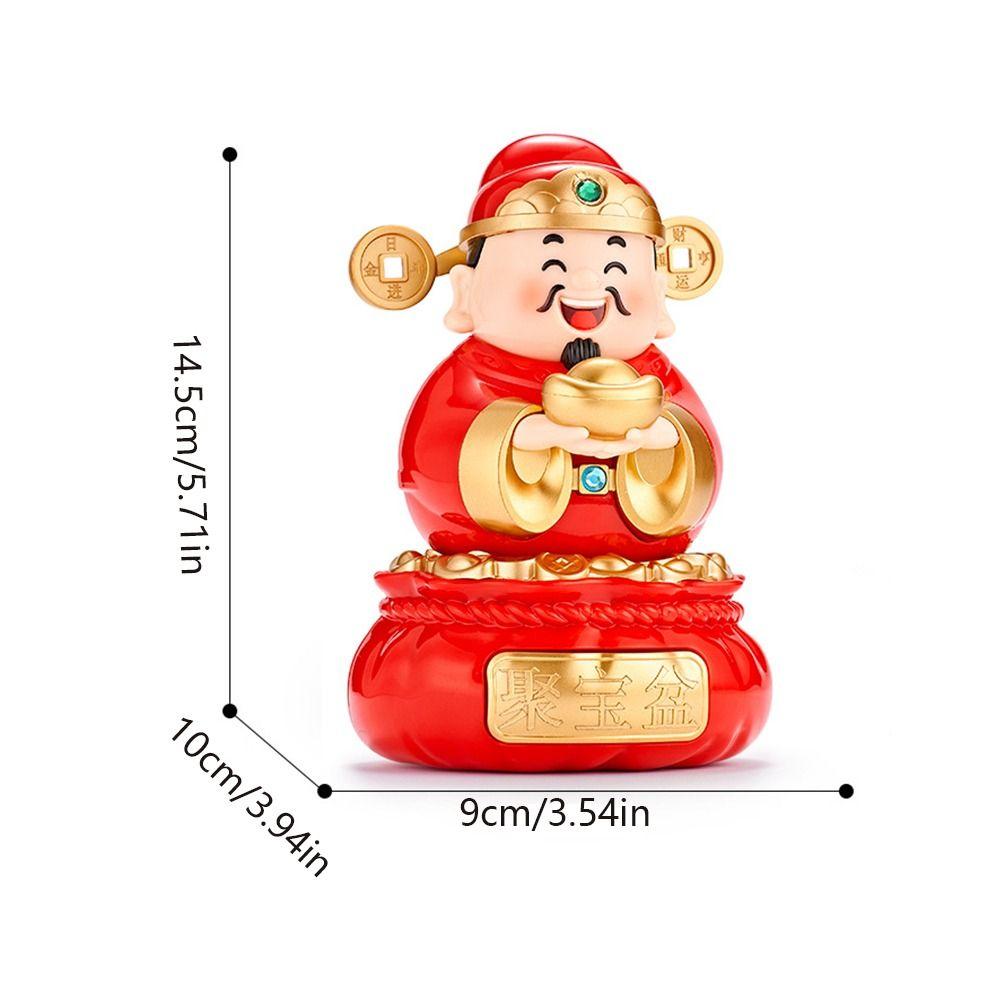 Solar Powered Solar Caishen Sculpture Auto Shaking Car Ornaments Home Decoration
