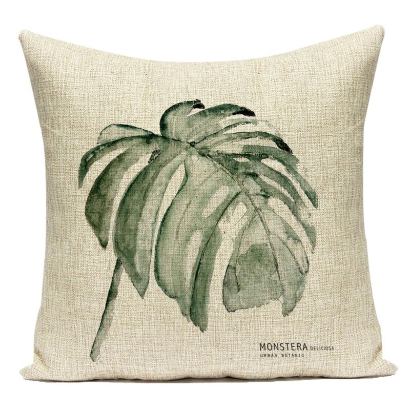 Polyester Decorative Pillows Tropical Cactus Palm Leaf Sofa Home Decor Cushion Cover Pillowcase for Living Room