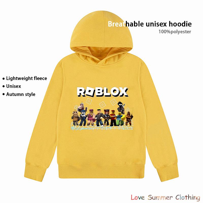 Толстовка с принтом Roblox Возраст 4-14 лет Унисекс легкие флисовые худи для осени Полиэстер Спортивный пуловер Повседневная носка Дышащая Без кармана Игровой принт