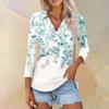 Women's Summer Fashion Casual Print V-Neck Three Quarter Sleeve Shirt Top