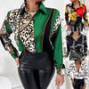 S-XL Women's Printed Button Down Shirt Lapel Shirt Office Ladies Work Long Sleeve Top Spring Autumn Top