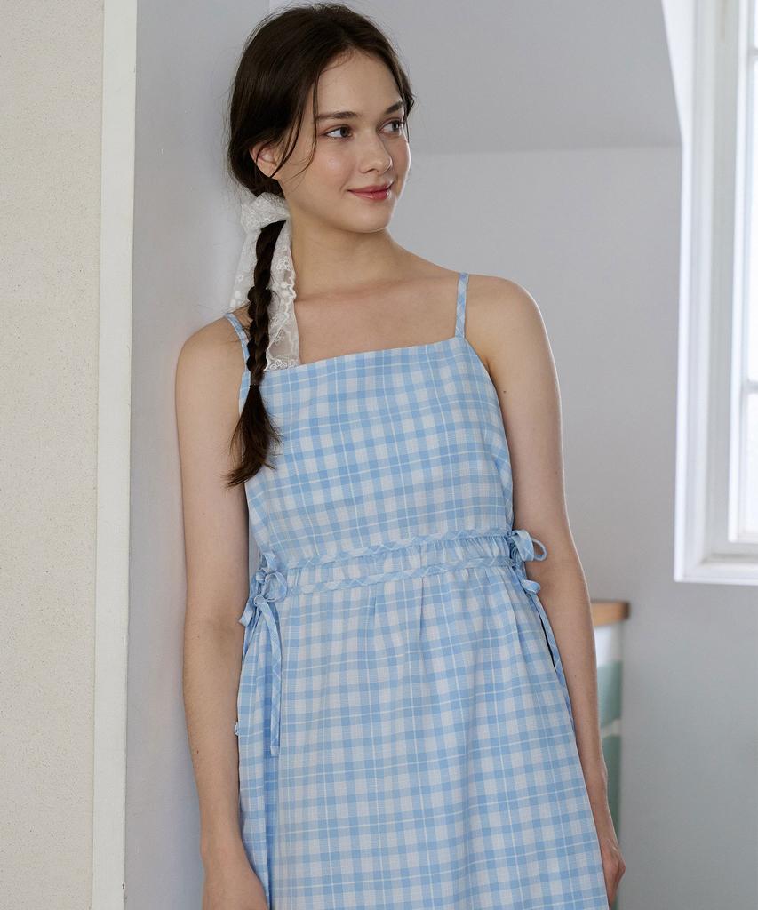 Bye Bye Seop String Slip Dress Sky Blue [T42]