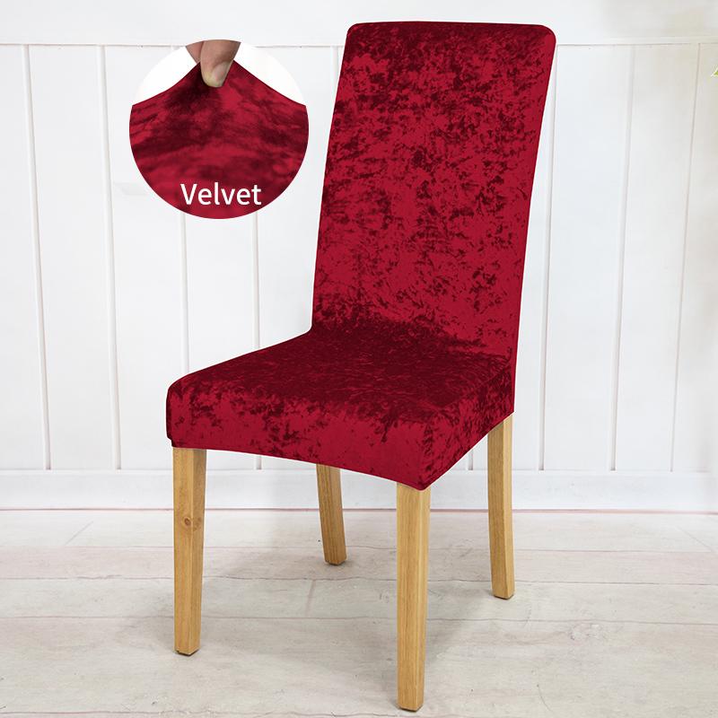 Universal Elastic Velvet Dining Chair Cover Slipcover for Kitchen Wedding Banquet Hotel Seat Protection
