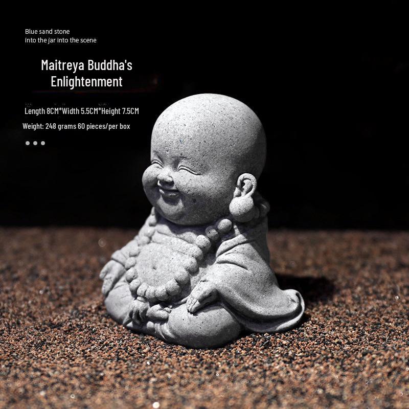 Китайская статуя Будды из песчаника - Декор для внутреннего сада и аквариума