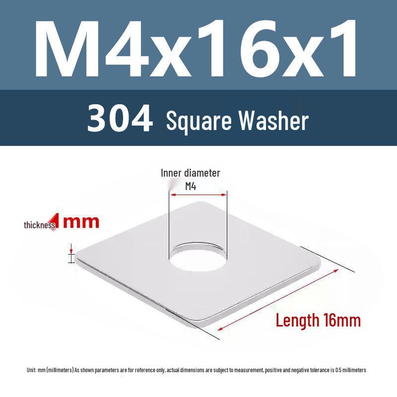 Yigu 304 Stainless Steel Thickened Square Flat Washer M3/M4/M5