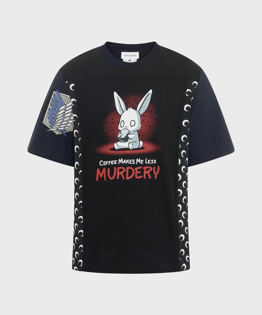 MARINE SERRE (M) Regenerated Graphic Regular Fit T-Shirt Black Regenerated Graphic T-Shirts Regular Fit T-Shirt Bk99 Black