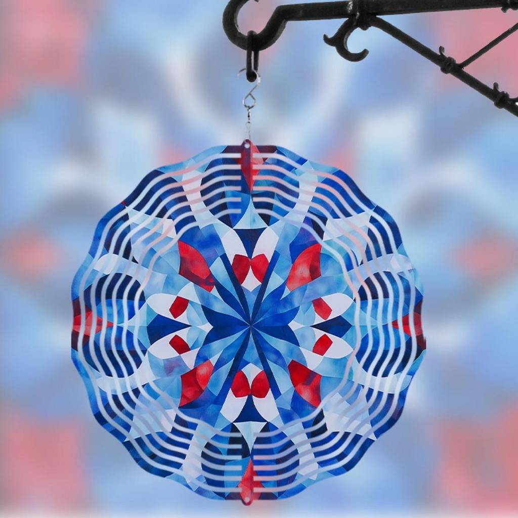 No Power Needed Colorful Wind Spinner for Indoor Outdoor Decor Blue Red White Halloween Home Garden Yard Large Metal Spinning Ornament