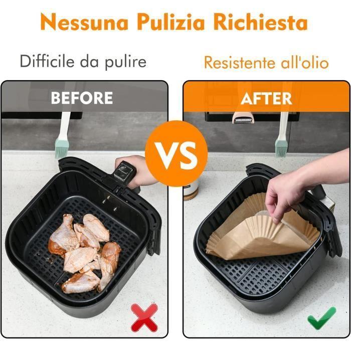 Feuilles de Papier pour Friteuse à Air - Non Toxique - 50 Pièces - Antiadhésif - Blanc - 100% Cellulose