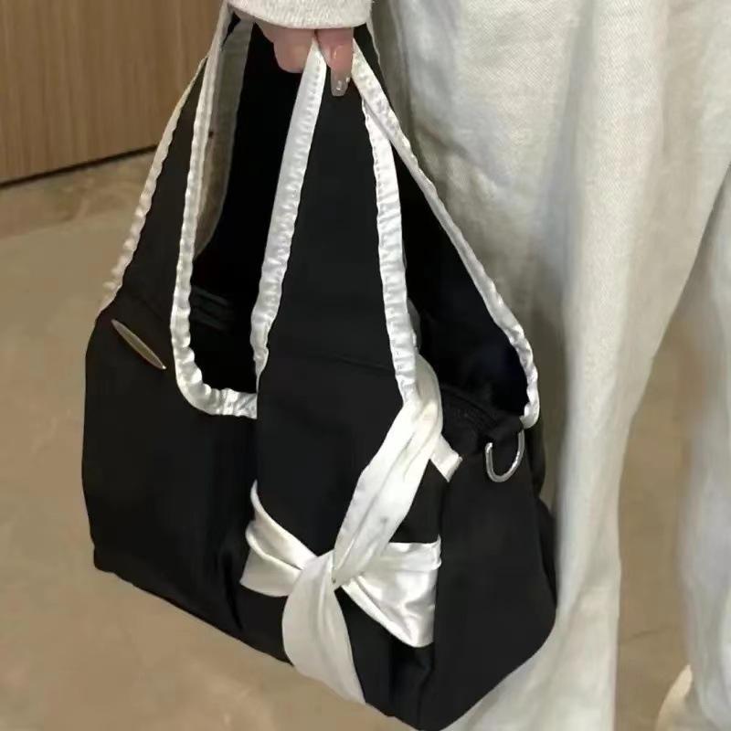 Сумка-тоут Harajuku большой емкости для женщин Fairycore Aesthetic Bow Chic Grey Handbag Женская винтажная симпатичная сумка через плечо
