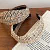 Hollow Straw Weave Headband Vacation Style Bohemian Style Hair Hoop Wide Edge Hairband  Women