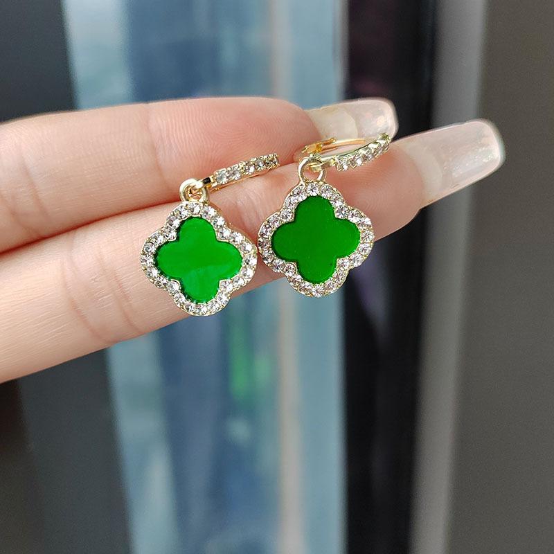 Высококачественные серьги с четырьмя листами клевера, модные изысканные блестящие серьги, женские серьги для пожилых людей
