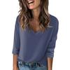 Women's T Shirt Tee Solid Color Falling Shoulder Sleeve 3/4 Sleeve Daily Weekend Fashion Basic V Neck Regular Top