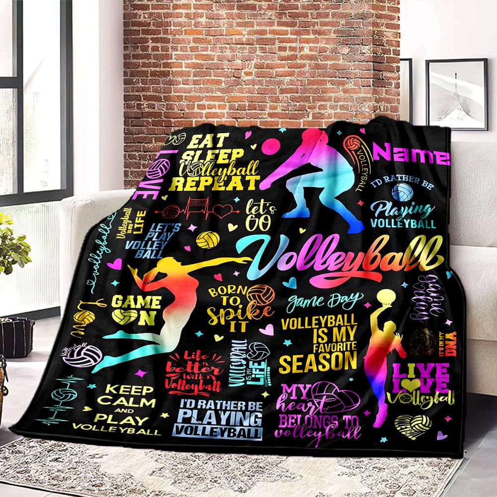 Volleyball Theme Home Customize Your Name Blankets Comfortable Soft Lightweight Allseason Multipurpose Blanket For Picnics Sofas Offices Beds Living