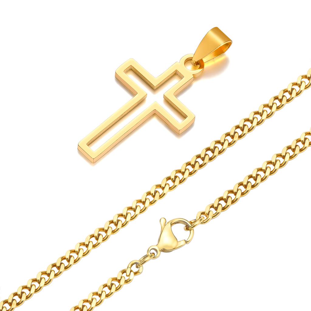 Повседневные полые necklaces с крестом для мужчин и мальчиков, водонепроницаемый кулон-крест из нержавеющей стали, религиозные украшения для веры и молитвы, подарок