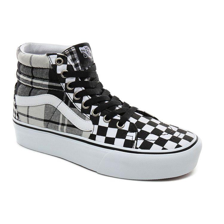 Vans SK8 Клетчатые Шахматные Платформа 2.0 Высокие Кеды для Скейтборда Унисекс Черный Белый VN0A3TKNVYD