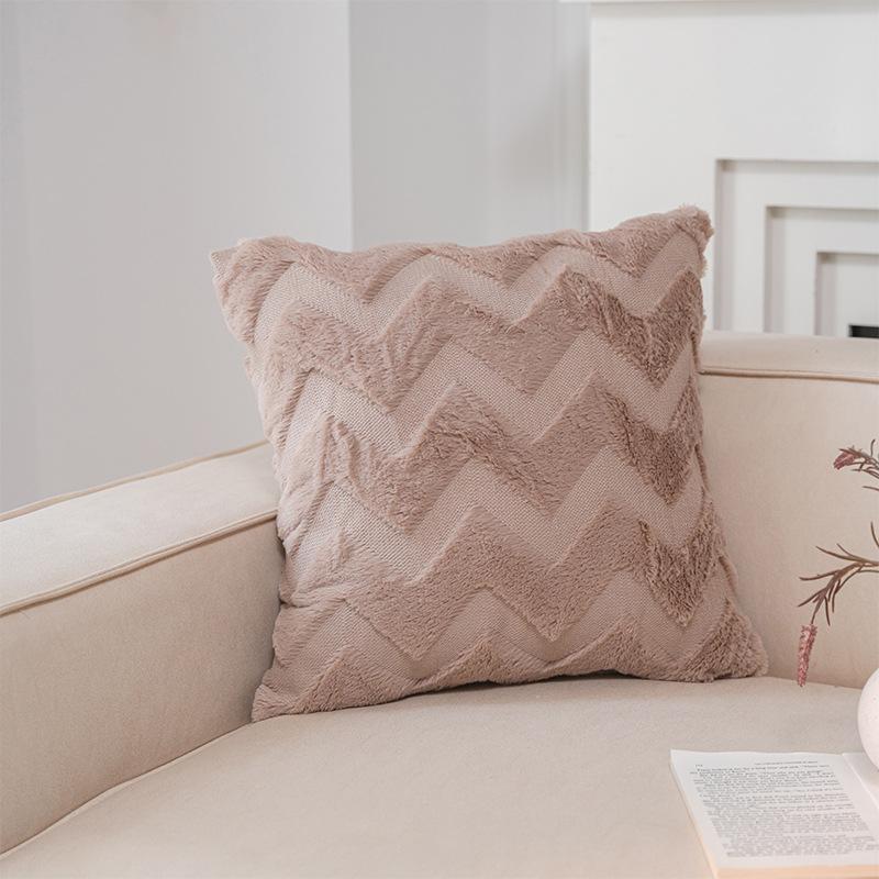 Подушка плюшевая двусторонняя с вышивкой в скандинавском стиле, большая волна, стеганая, простая квадратная подушка для сна, бархатная подушка-подушка для прикроватной тумбочки