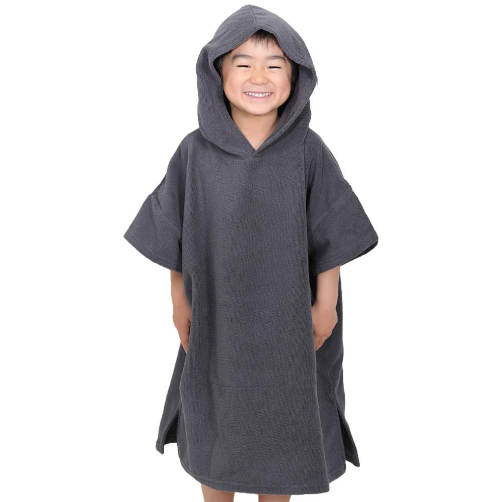 Пончо для переодевания FELLOW Kids, Микрофибра, Впитывающее, Быстросохнущее, С капюшоном, Пляжное полотенце, Полотенце для плавания, Угольный, Один размер подходит всем