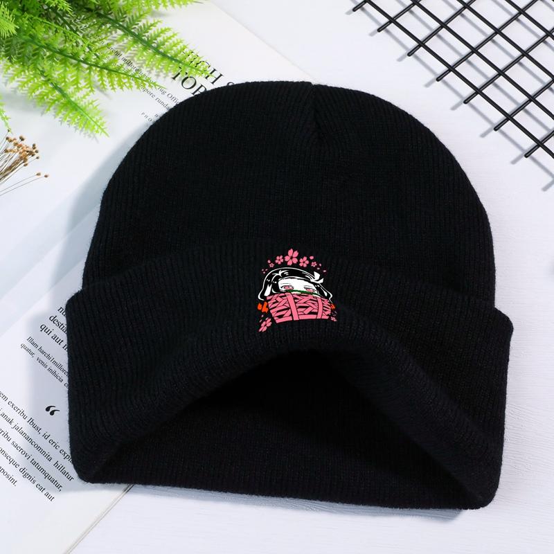 Kimetsu No Yaiba Nezuko Kamado Bonnet Hats Cool Knit Hat For Unisex Women Warm Winter Demon Slayer Anime Manga Skullies Beanies Cap