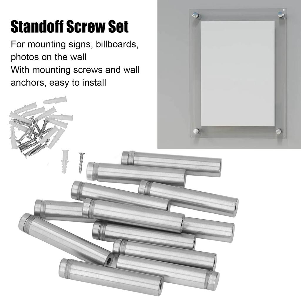 ZK30 12 шт. Нержавеющая сталь Стойка Винт 12x60 мм Держатель для вывесок Монтажные винты с дюбелями для стен