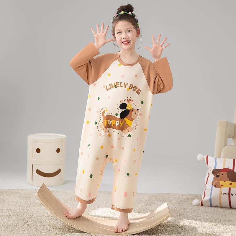 Cotton Girls Pajama Set Long Sleeve Sleepwear Kids Teens Fall Lightweight Comfortable Nightdress
