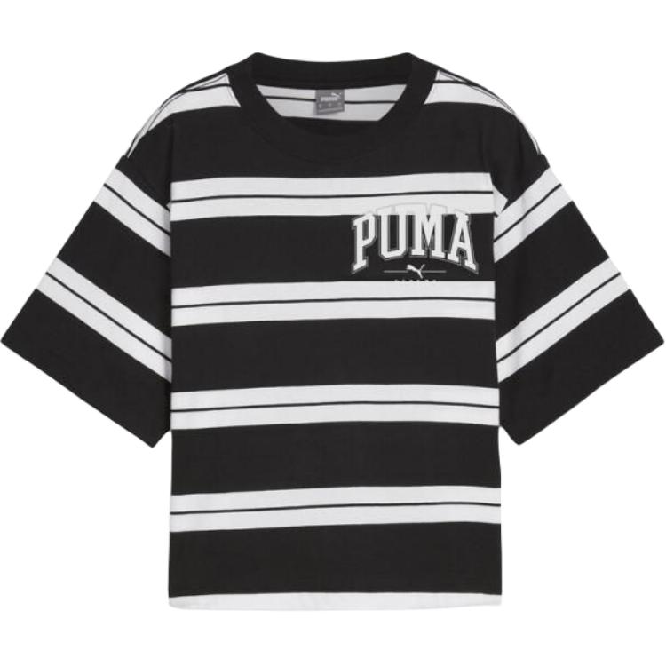 Puma Полосатая простая универсальная удобная футболка с коротким рукавом женские топы 692983-01