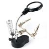 LED Clamp Soldering Iron Stand Helping Clamp Vise Clip Tool Loupe Magnifying Glass Magnifier Crocodile Clip Repair Tool