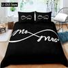 Комплект пододеяльников «Мистер и миссис» размера «queen size» с усами и красными губами, романтическая тематика, одеяло для влюбленных, комплект постельного белья из микрофибры