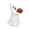 Halloween Ghost Figurine White Ghost Holding Pumpkin Cat Spooky Resin Ornament Engraved Halloween Decoration