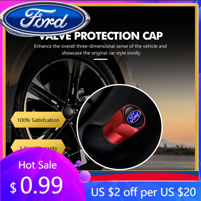 New 2026 Car Sticker For Ford 4pcs Car Tire Valve Caps Wheel Air Stem Cap Cover Accessories For Ford Escape Ecosport Fusion Expl