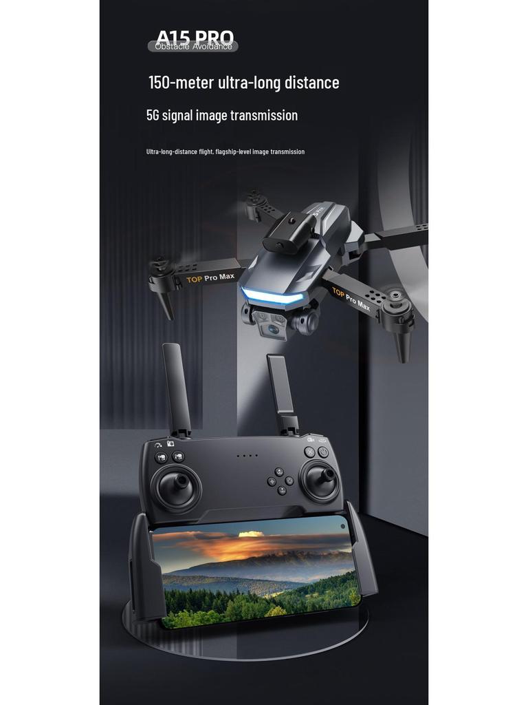 Складной дрон A15 Pro с обходом препятствий и дистанционным управлением