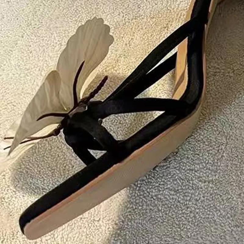 Women High Heels Slippers Summer Dress Elegant Sandals Designer Flower Woman Shoes 2025 Trend Brand Fashion Sexy Slides Female