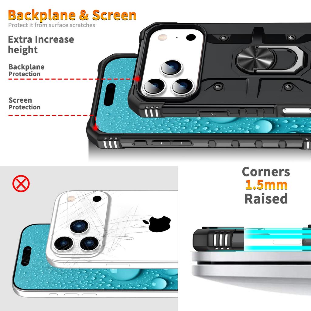 Fall Protection Shockproof Finger Ring Case for Iphone 17 Pro Max 16 15 16e 17 Air 14 Plus 12 13 Pro Iphone17