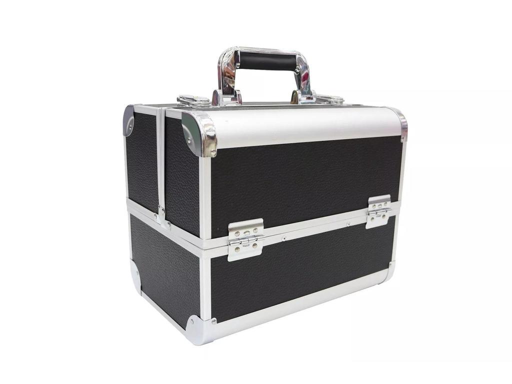 Алюминиевый ящик для косметики и инструментов для дизайна ногтей, татуировок и наращивания ресниц - двойной, открытый, студенческий ящик для хранения