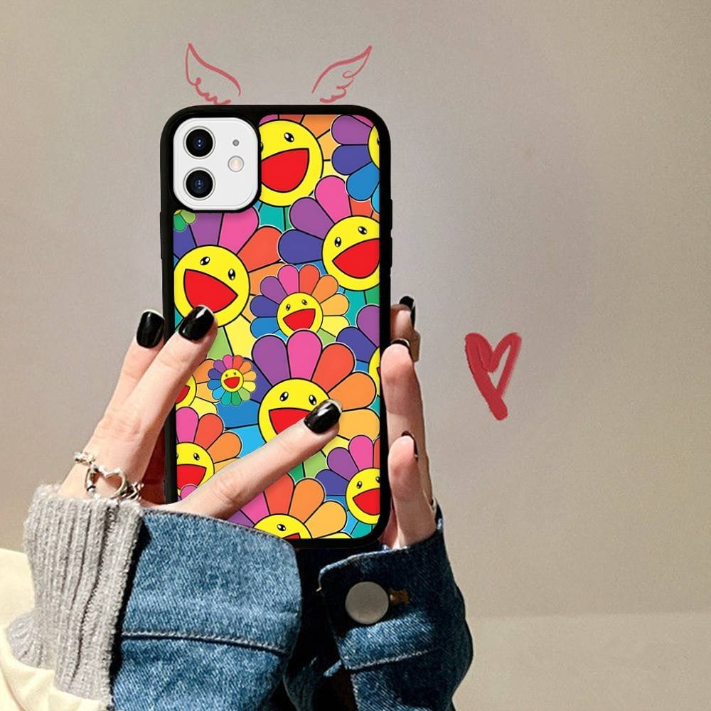 Японские Artisti M-murakami T-takash Арт Чехол для телефона PC+TPU Для IPhone 11 12 13 14 15 16 17 Plus Pro Max Чехол
