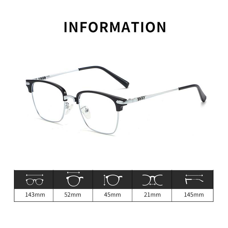 Fashionable And Classic Men'S Myopia Glasses Female Half Frame Square High-Definition Glasses Blue Light Blocking Eye Protection