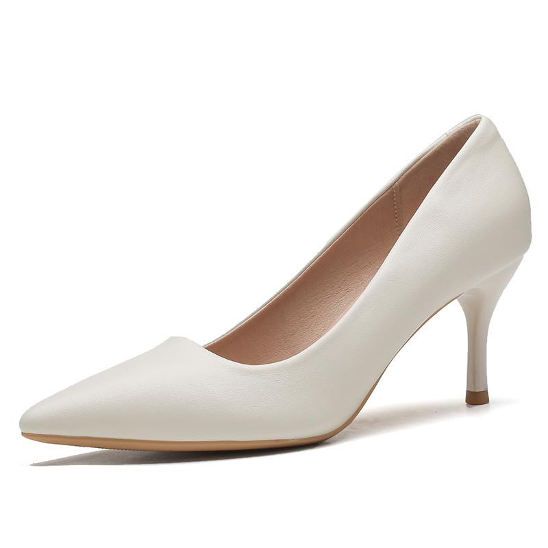 555-8 острый каблук женские весенне-осенние новые белые тонкие каблуки удобные нежные элегантные туфли для работы