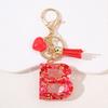 Red A-Z Alphabet Initial Letter Keychain Cute Heart Tassel Resin Charms Keyrings Handbag Charms Car Pendant Trinkets Women Gifts