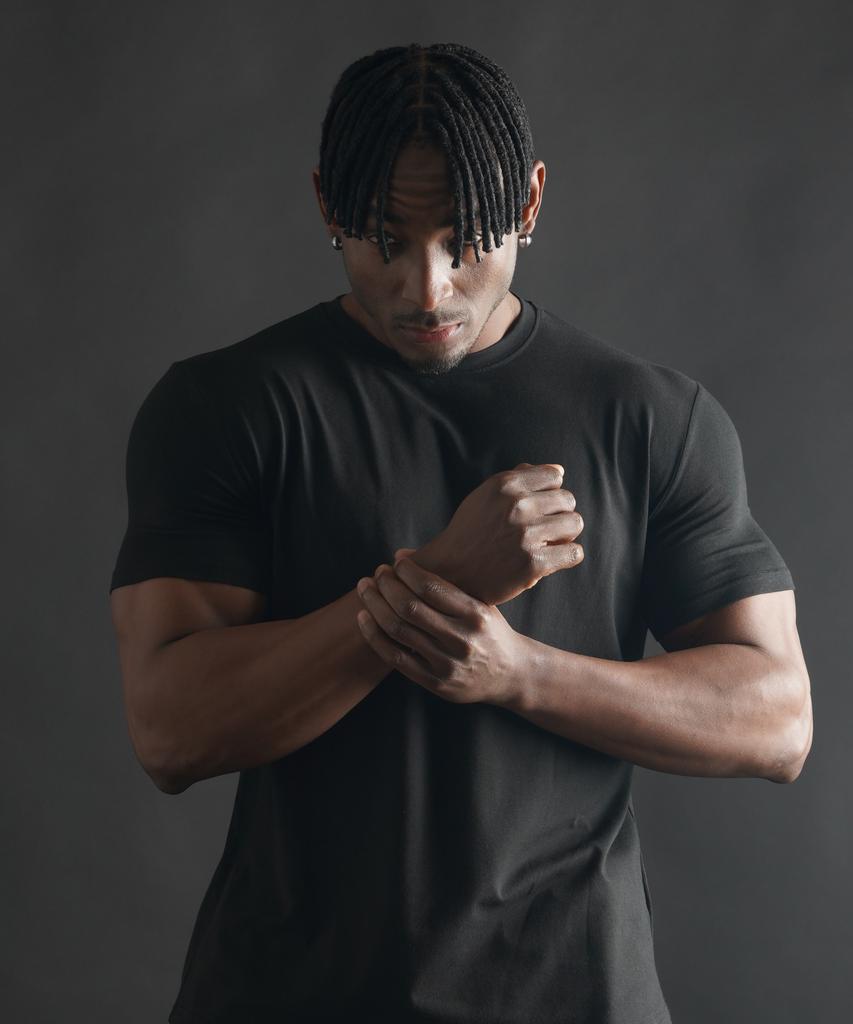 PHERMENON Muscle Fit Plain Modal Short Sleeve T-Shirt [Black]