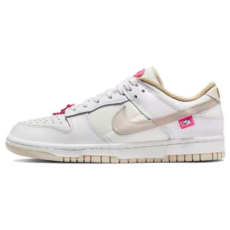 Nike Кроссовки Dunk Street Dance Collection Текстиль, Разделенная Коровья Кожа Классические Низкие Скейтбордические Кроссовки Женские Белый Розовый DX6060-121