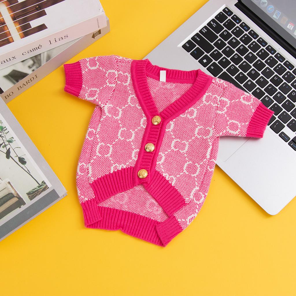 New Designer Tide Brand Pet Sweater Autumn/winter Knitted Cardigan Puppy Clothes Dog Costume Bago Teddy Dog Clothing