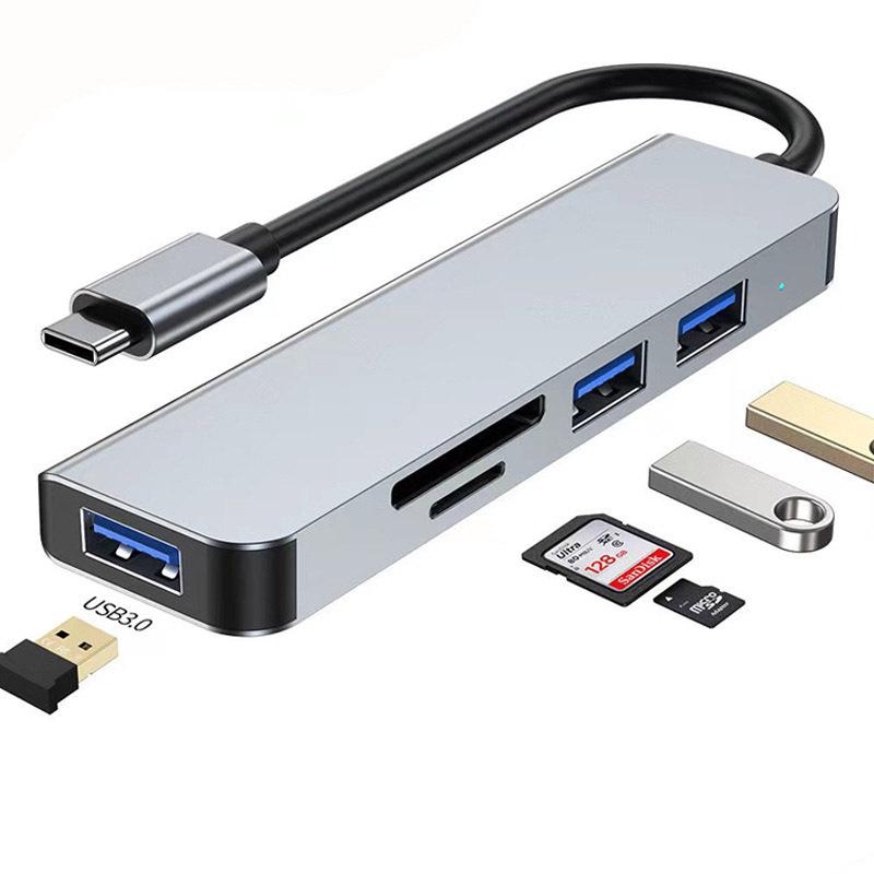 5 в 1 USB C Hub для ноутбука с портами USB 3.0, кардридером, адаптером HDMI Ethernet, многопортовой док-станцией