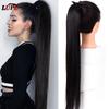 80 СМ Супер Длинные Прямые Конский Хвост Синтетические Наращивание Волос Черный Коричневый Конский Хвост Термостойкое Волокно