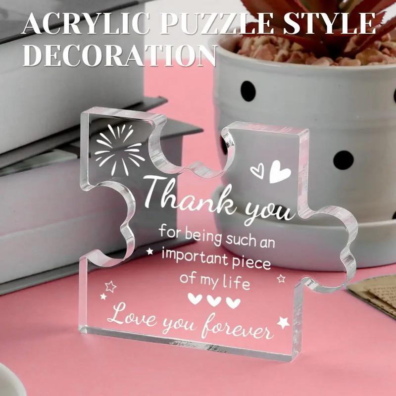 2D Flat Acrylic Puzzle Thank-you Gift Desktop Decoration Plaque, Home Decor Plaque Hanging Wall Art Decorative Garden Decoration for Room Door Signs H