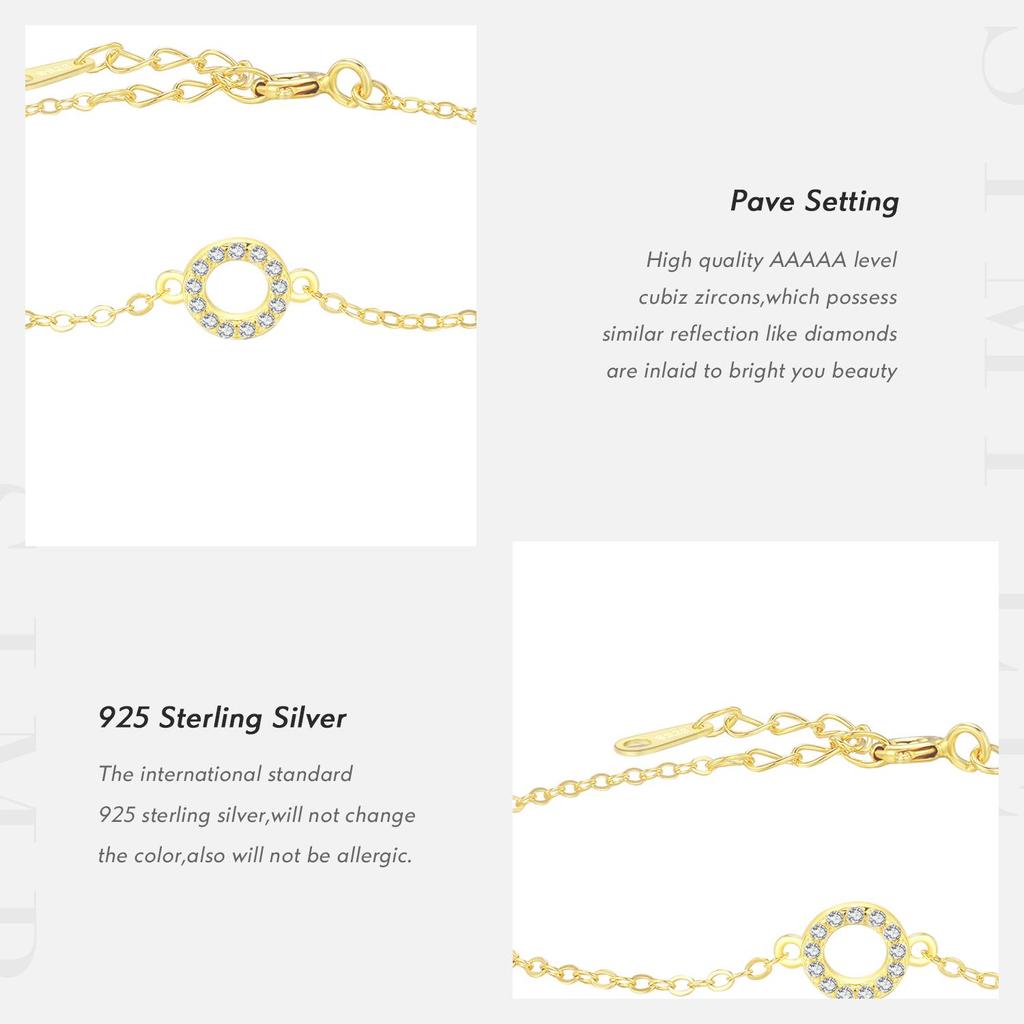 MODIAN Твердые браслеты из стерлингового серебра 925 пробы, простые полые круглые прозрачные браслеты с цирконием, золотистая цепочка для женщин и девочек, ювелирные изделия в подарок