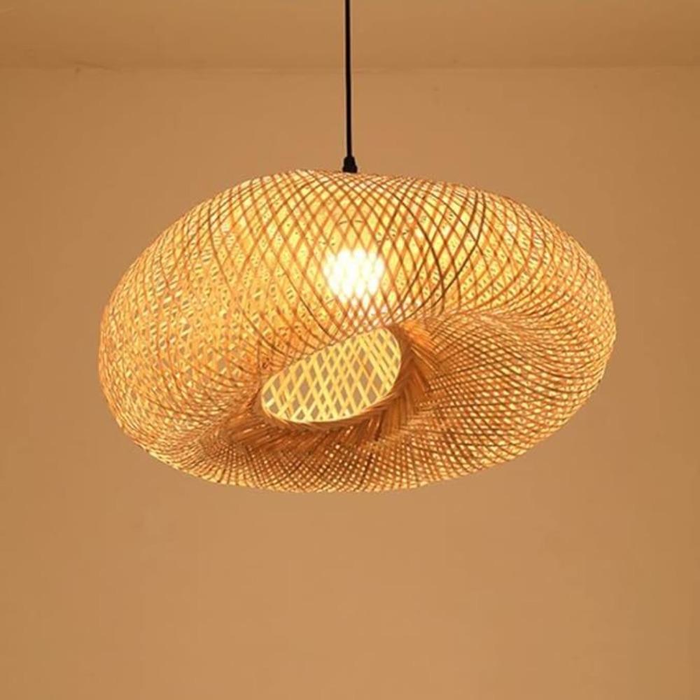 40СМ E27 Бамбуковый подвесной светильник Китайский ресторан Ручная работа Подвесная лампа Дзен Чайная комната Фонарь Деревенский Креативный B&B Подвесные светильники